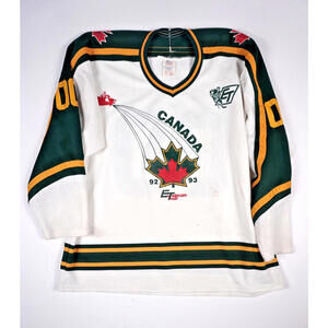 Vintage 90s Canada Hockey CCM Maska Air Knit Jersey XL Mens European Tour Rare